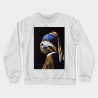 The Sloth with a Pearl Earring - Print / Home Decor / Wall Art / Poster / Gift / Birthday / Sloth Lover Gift / Animal print Canvas Print Crewneck Sweatshirt